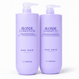 Dúo Litro Blonde NAK Signature: Shampoo Blonde y Conditioner Blonde de 1 litro con bomba