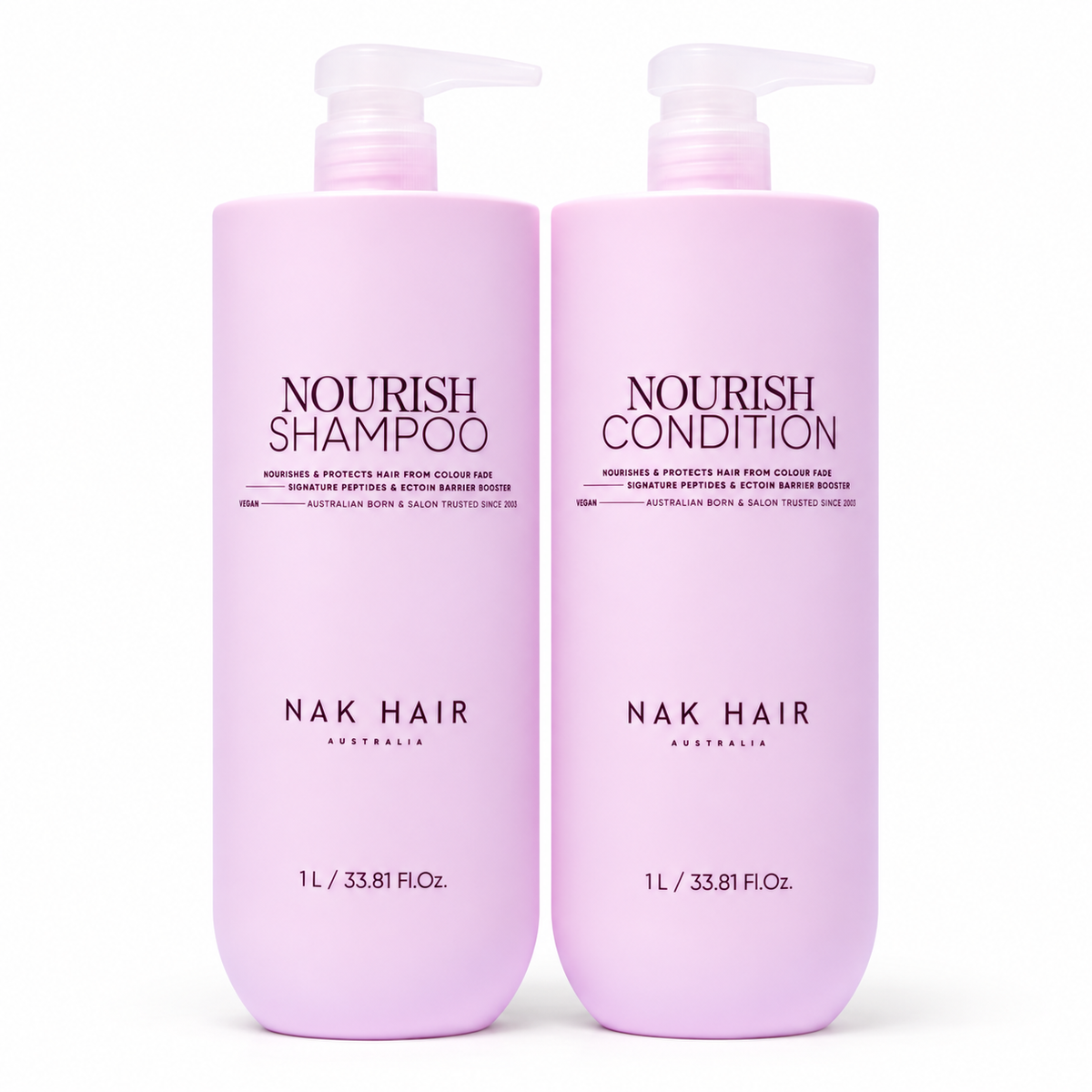 Dúo Litro Nourish NAK Signature: Shampoo Nourish y Conditioner Nourish de 1 litro con bomba