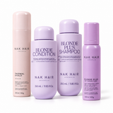 Rutina Rubio Perfecto NAK Signature: Shampoo Blonde Plus y Conditioner Blonde 350 ml, Blonde Plus Toning Foam y Thermal Shield