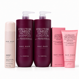 Rutina Reconstrucción XL NAK Signature: Shampoo y Conditioner Structure Complex 1 litro con bomba, Ultimate Treatment 150 ml y Thermal Shield