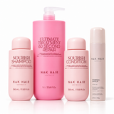 Pack Tratamiento intenso NAK Signature: Ultimate Treatment 1 litro, Shampoo y Conditioner Nourish 350 ml y Thermal Shield