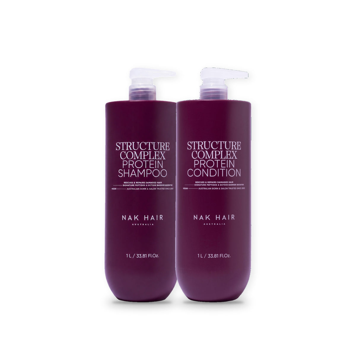 Dúo Litro Structure NAK Hair: Structure Complex Protein Shampoo 1 L + Structure Complex Protein Condition 1 L