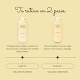 Tu rutina en 2 pasos con Volume Shampoo 1 L + Volume Condition 1 L
