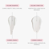 Texturas y modo de uso de Volume Shampoo 1 L + Volume Condition 1 L