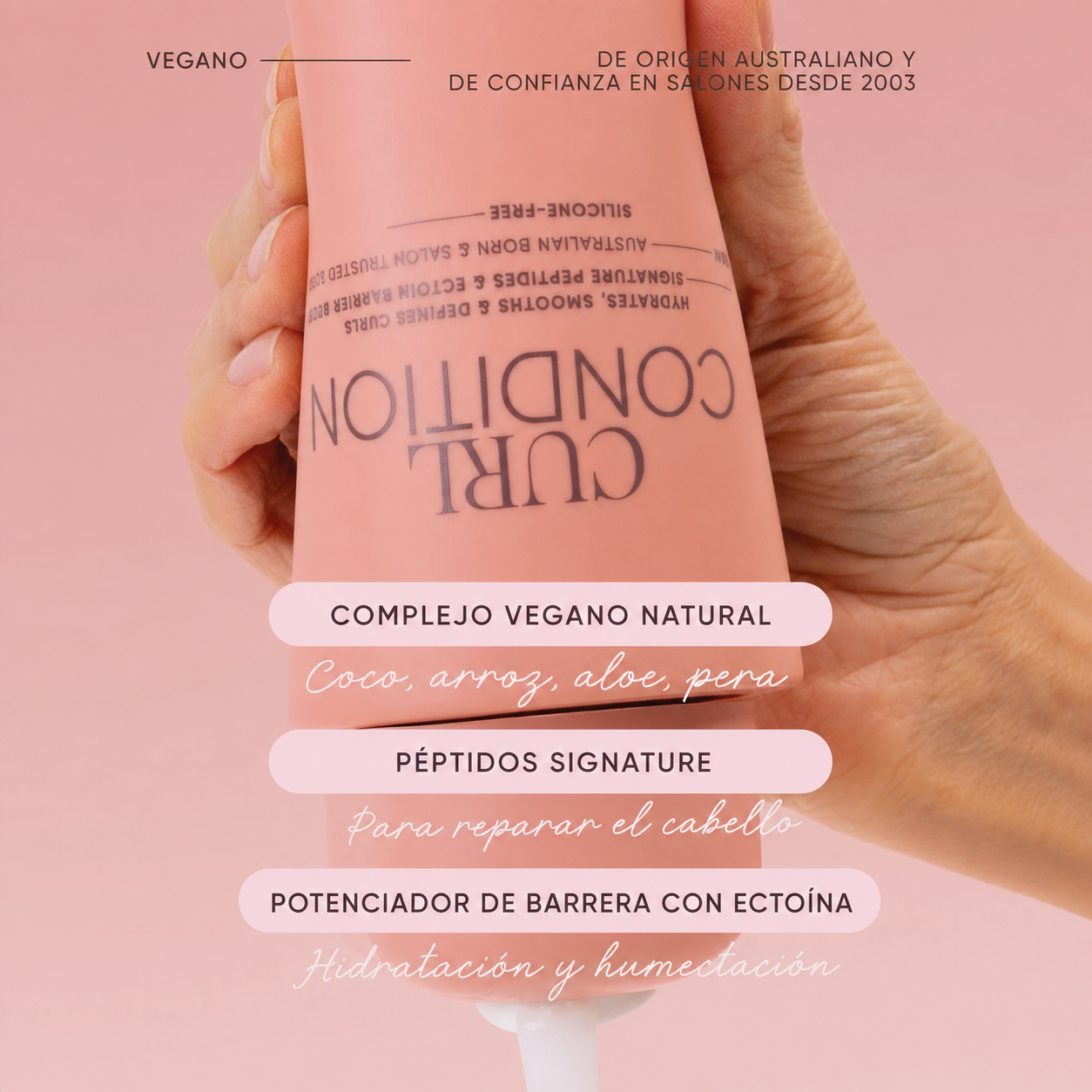 Signature Curl Conditioner reverso del envase