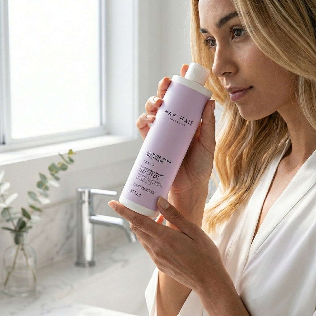 Shampoo Blonde Plus - vista en uso