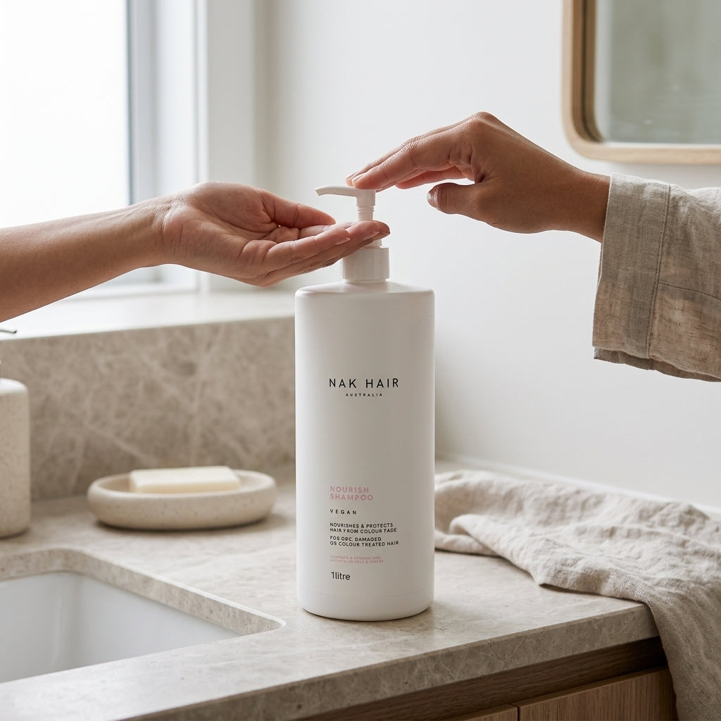 Shampoo Nourish - vista en uso