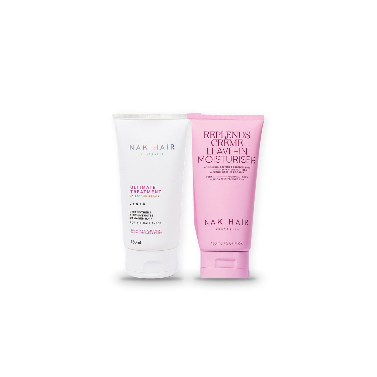 Pack Tratamiento Completo NAK Hair: Ultimate Treatment 150 ml + Replends Crème Leave-In 150 ml