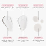 Texturas y modo de uso de Ultimate Treatment 150 ml + Replends Crème Leave-In 150 ml + Nourish Hair Oil 100 ml